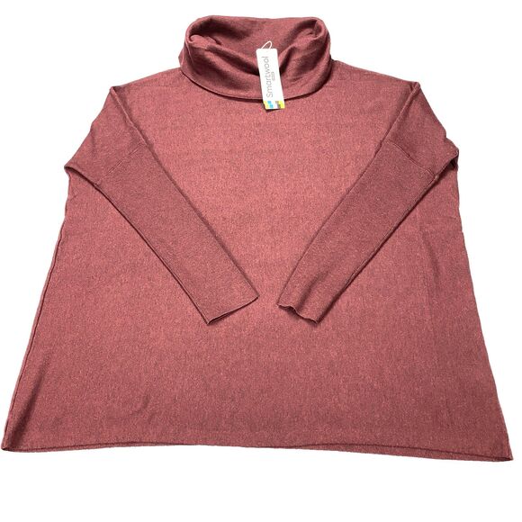 Smartwool Edgewood Poncho Sweater Black Cherry Heather Women's Size M MSRP: $120 - Picture 3 of 16